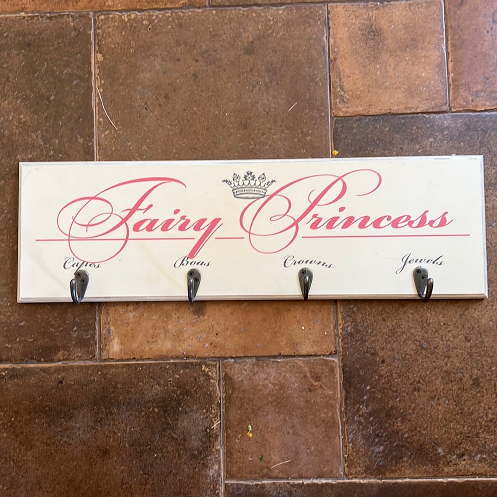 Fairy Princess Coat Purse Rack with hooks wall decor pink ivory